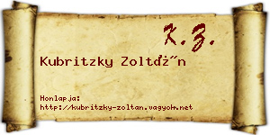 Kubritzky Zoltán névjegykártya